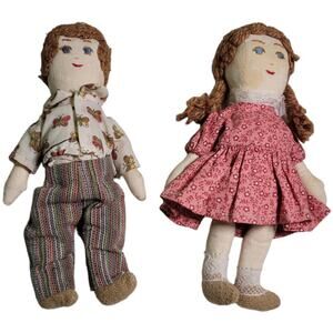 Handmade Amish Folk Art Dolls Charming Retro Decor Pair Lodge Collectible Gift